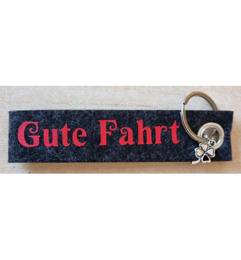 Filz Schlüsselanhänger Gute Fahrt anthrazit/rot