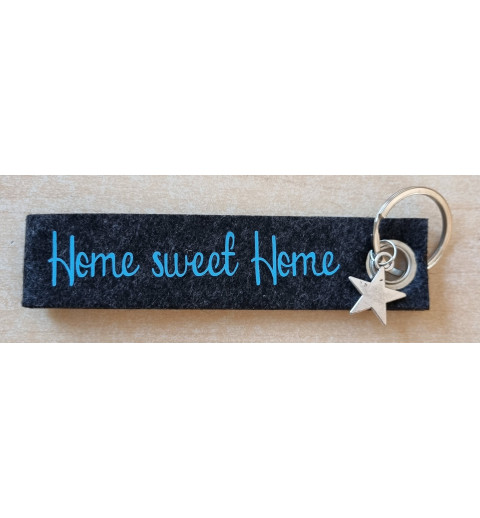Filz Schlüsselanhänger Home sweet Home anthrazit/türkis