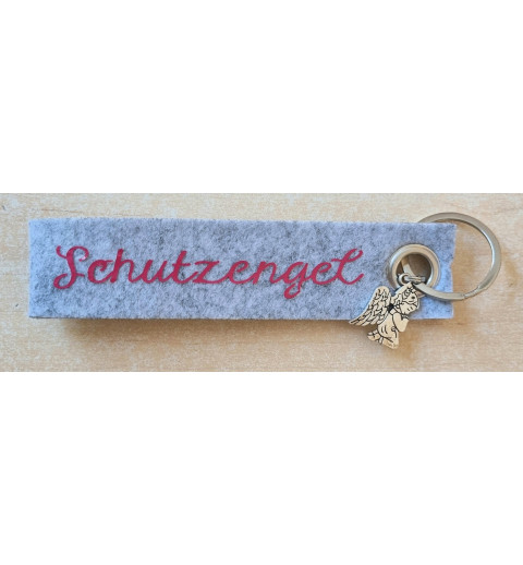 Filz Schlüsselanhänger Schutzengel hellgrau/pink