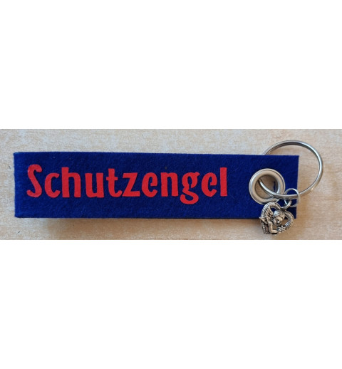 Filz Schlüsselanhänger Schutzengel marineblau/pink