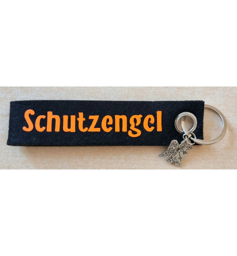 Filz Schlüsselanhänger Schutzengel schwarz/orange