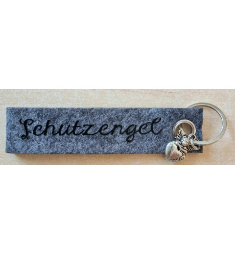 Filz Schlüsselanhänger Schutzengel grau/schwarz