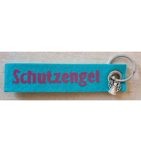 Filz Schlüsselanhänger Schutzengel türkis/pink