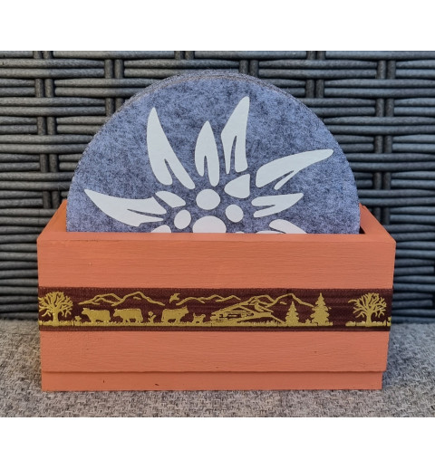 Filz Glas-Untersetzer Edelweiss ganz terracotta