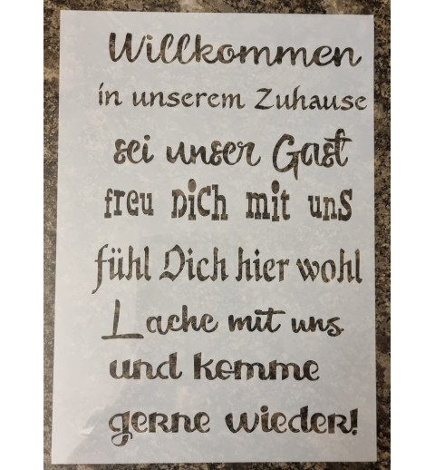 Schablone " Willkommen in unserem Zuhause..."