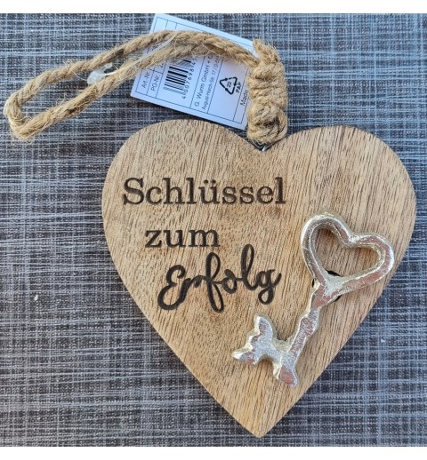 Holz Herz natur  " Schlüssel zum Erfolg "