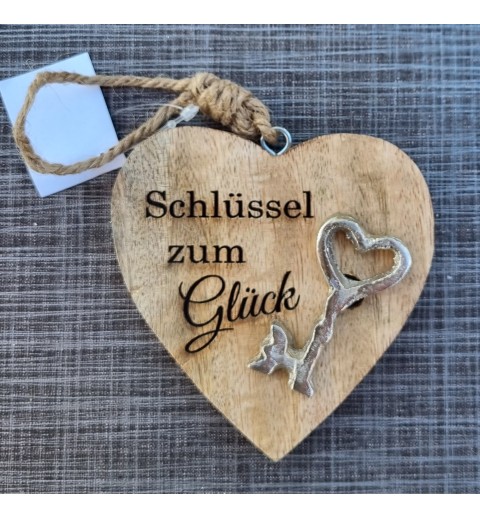 Holz Herz natur  " Schlüssel zum Glück "