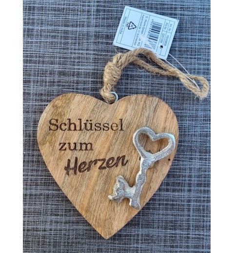 Holz Herz natur  " Schlüssel zum Herzen "