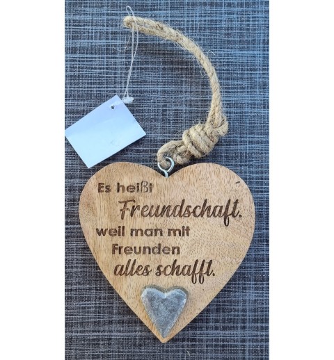 Holz Herz natur  " Es heisst Freundschaft...."