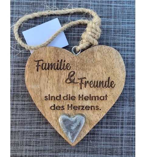 Holz Herz natur  " Familie und Freunde...."