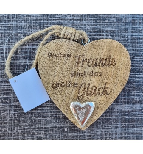Holz Herz natur  " Wahre Freunde...."