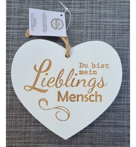 Holz Herz weiss  " Lieblingsmensch "