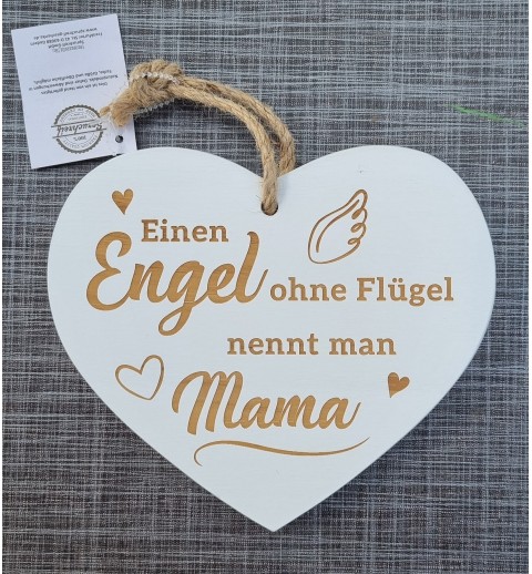 Holz Herz weiss  " Mama "
