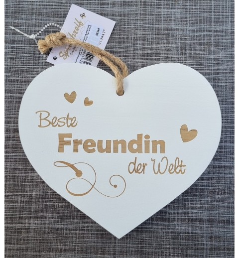 Holz Herz weiss  " Beste Freundin..."