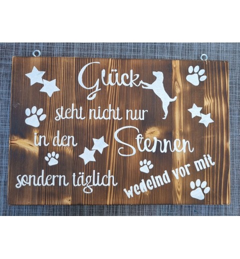 Schild geflammt  " Glück steht nicht nur..."