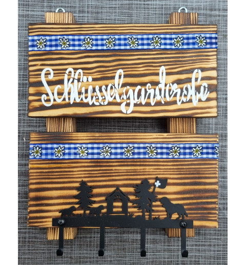 Schlüsselgarderobe geflammt  blau