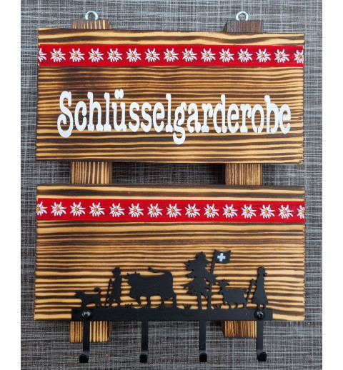 Schlüsselgarderobe geflammt  rot