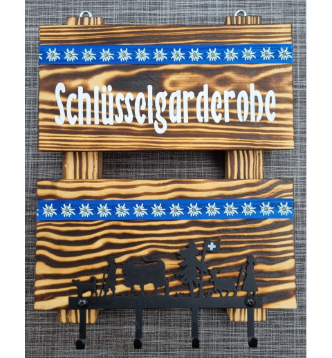 Schlüsselgarderobe geflammt  blau