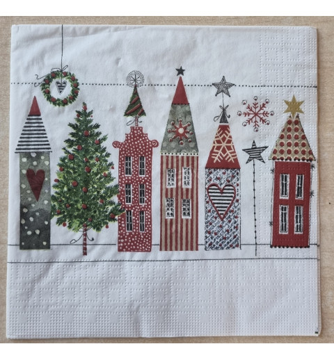 Serviette Weihnachtliche Häuser