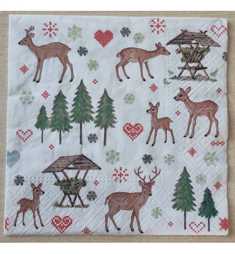 Serviette Futterkrippe/Reh/Hirsch
