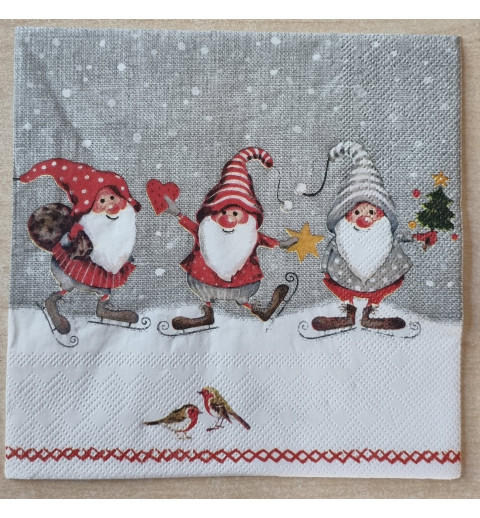 Serviette Wichtel/Schlittschuhe