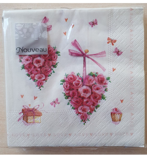 Servietten Rosen-Herzen