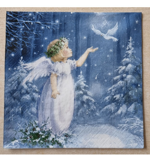 Serviette " Engelmädchen und Taube "