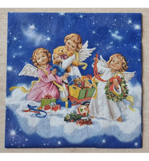 Serviette " Engelmädchen mit Geschenken "