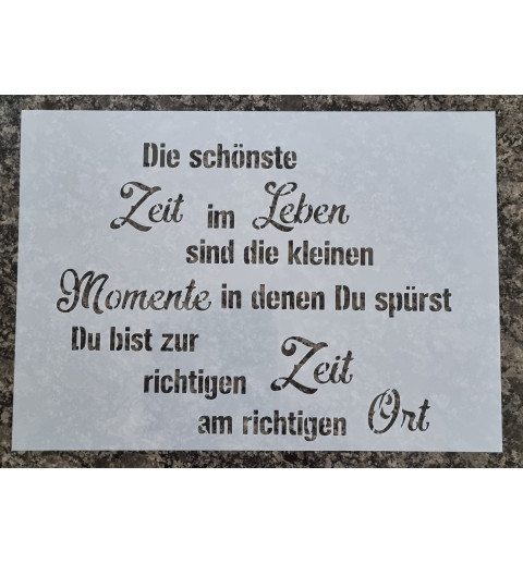 Schablone  " Die schönste Zeit im Leben..."