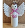 Holz Engel mit Gesicht weiss/pink Herz