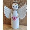 Holz Engel mit Gesicht weiss/pink Herz
