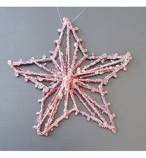 Drahtstern Glitzer rosa