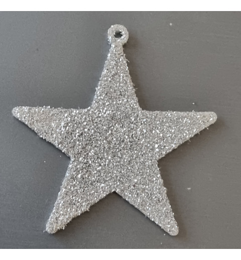 Glitzer Stern Kunststoff silber