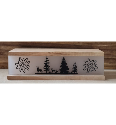 Led Lichterbalken "Hirsch/Wald" Kirschenholz