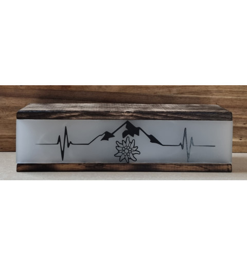 Led Lichterbalken "Berge/Herzschlag/Edelweiss" geflammt