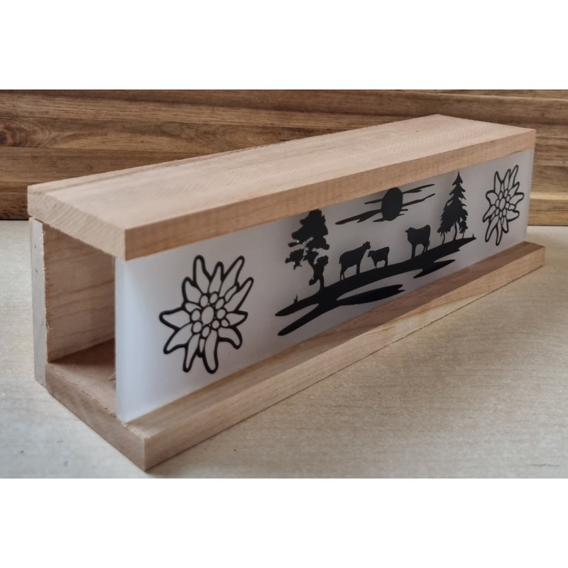 Led Lichterbalken "Kühe/Bäume" Kirschenholz