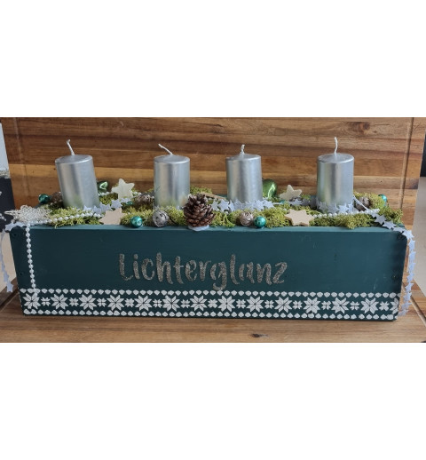 Adventsgesteck petrol/silber
