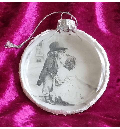 Glaskugel flach Nostalgie "Mädchen und Junge"