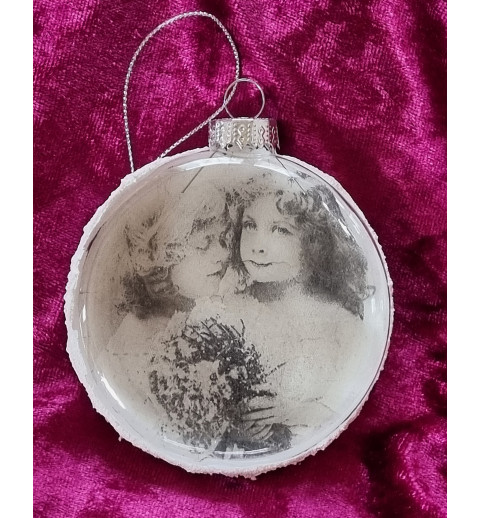 Glaskugel flach Nostalgie "Zwei Mädchen"