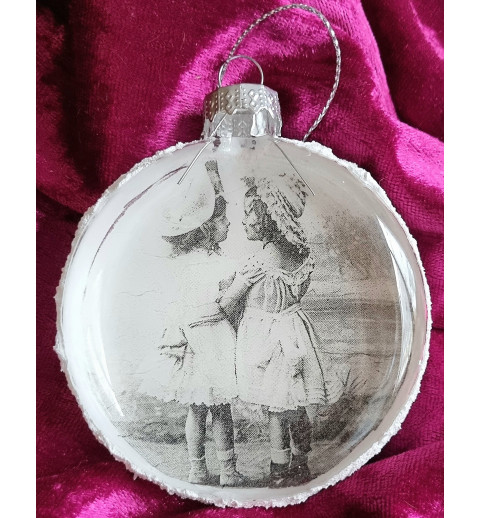 Glaskugel flach Nostalgie "Zwei Mädchen von Hinten"