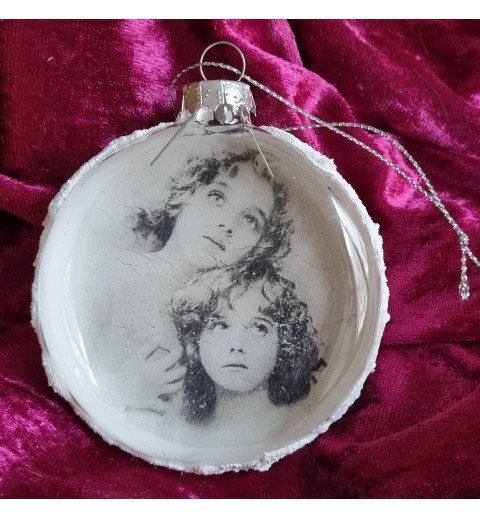 Glaskugel flach Nostalgie "Zwei Mädchen"