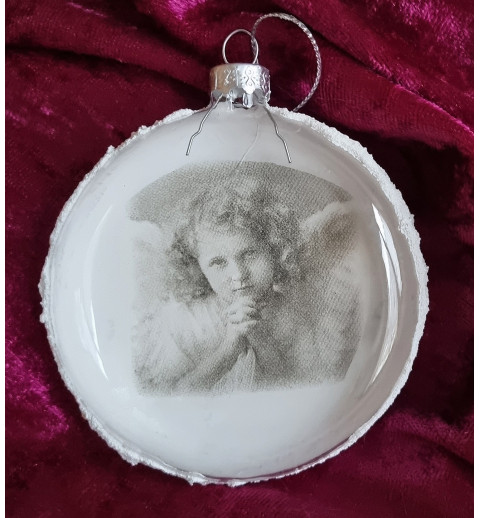 Glaskugel flach Nostalgie "Engel-Mädchen "