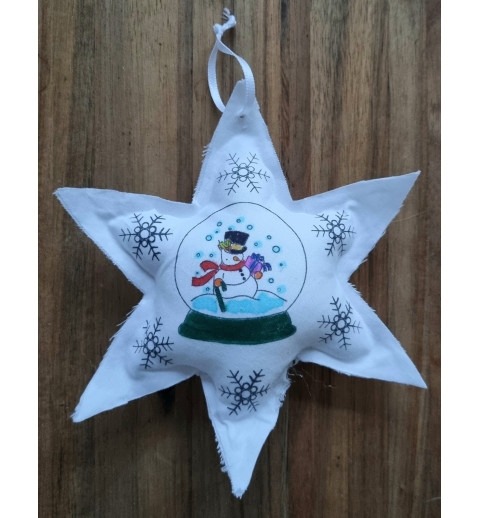 Stoff Stern zum Aufhängen " Schneemann "