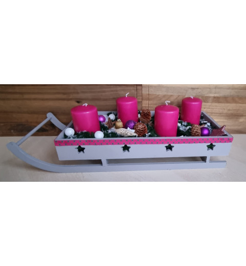 Advents-Schlitten pink