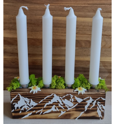 Adventsgesteck Alpenfeeling weiss