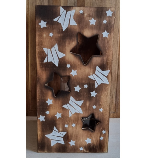 Holz Laterne Sterne geflammt