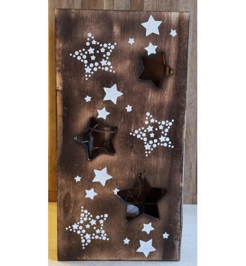 Holz Laterne Sterne geflammt