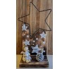 Holz Gestell mit Led Stern und Engel geflammt