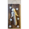 Schild Schwemmholz Engel/Sterne weiss