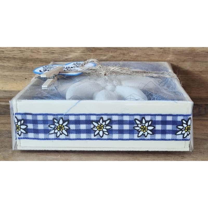 Edelweiss  " Vo Härze "  blau/kariert